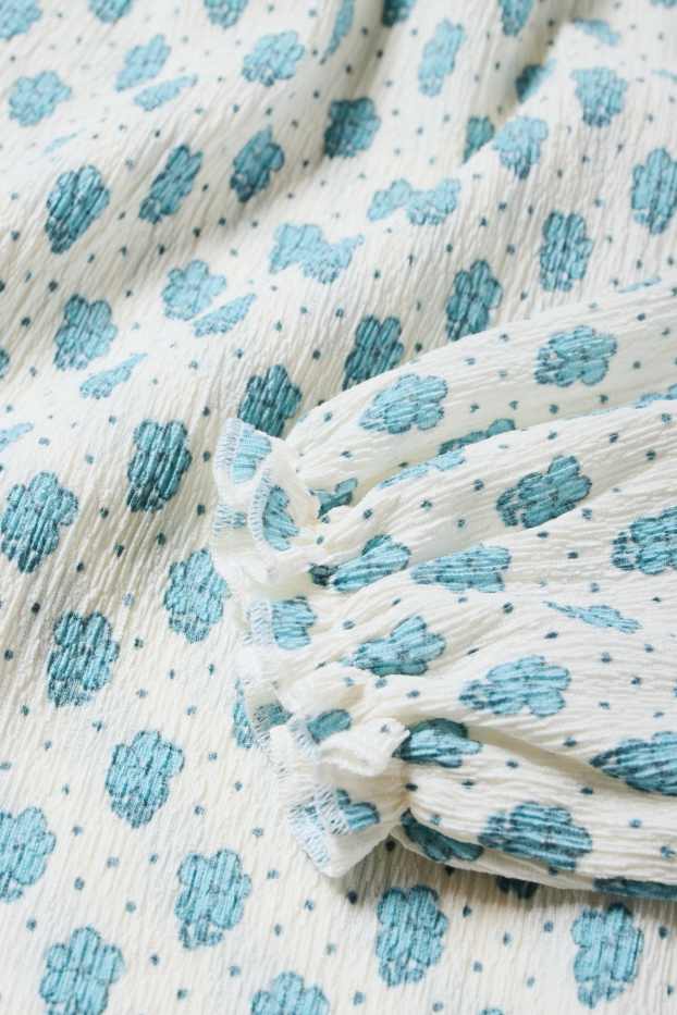 Kinderen: meisjes - Blouse - gebloemd - met structuur - crème wit