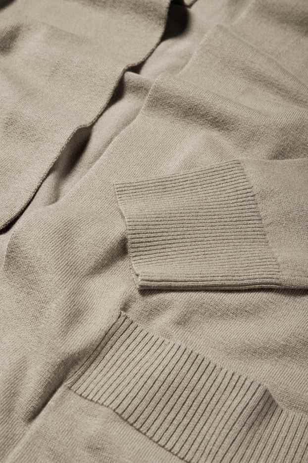 Femmes - Long gilet en maille - kaki