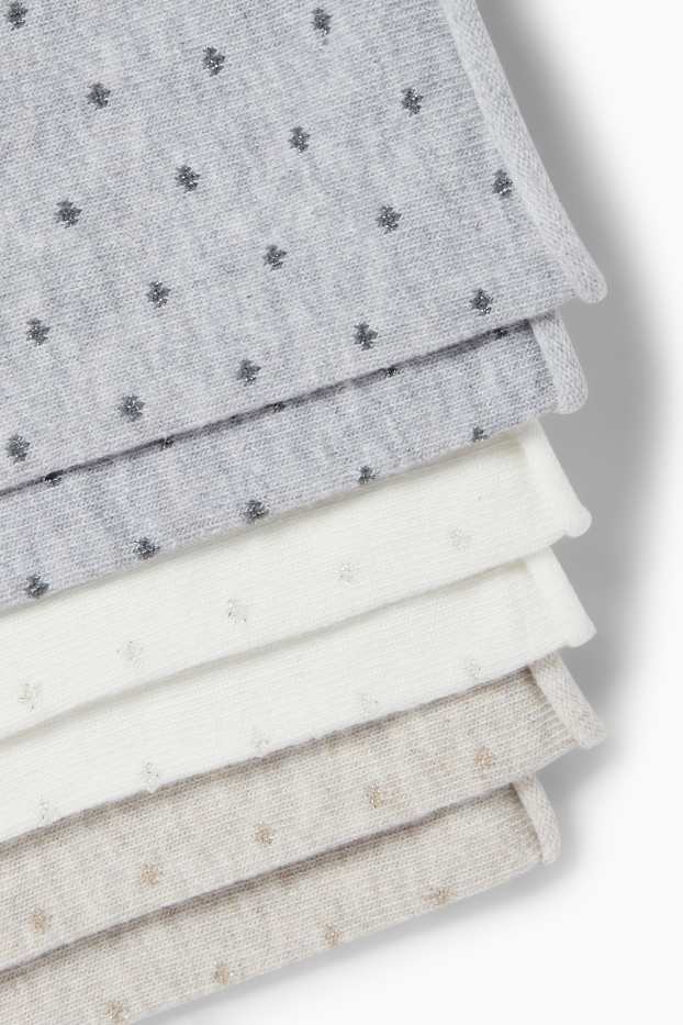 Damen - Multipack 3er - Socken - gepunktet - hellgrau
