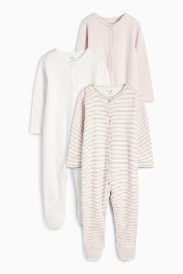 Baby: meisjes - Set van 3 - babypyjama - roze
