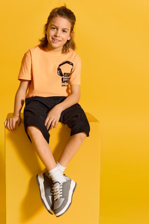 Enfants garçons - Écouteurs - ensemble - T-shirt et short - 2 pièces - orange clair