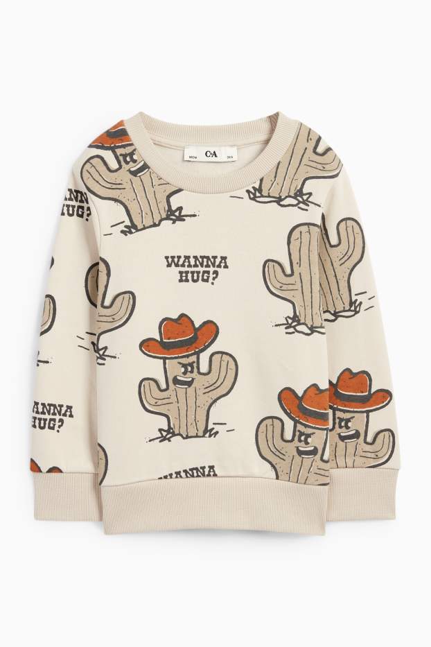 Kinder Buben - Kaktus - Sweatshirt - hellbeige