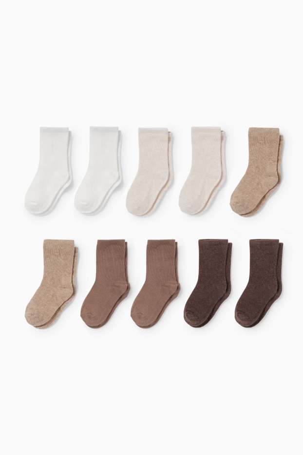 Baby Girls - Multipack of 10 - baby socks - brown