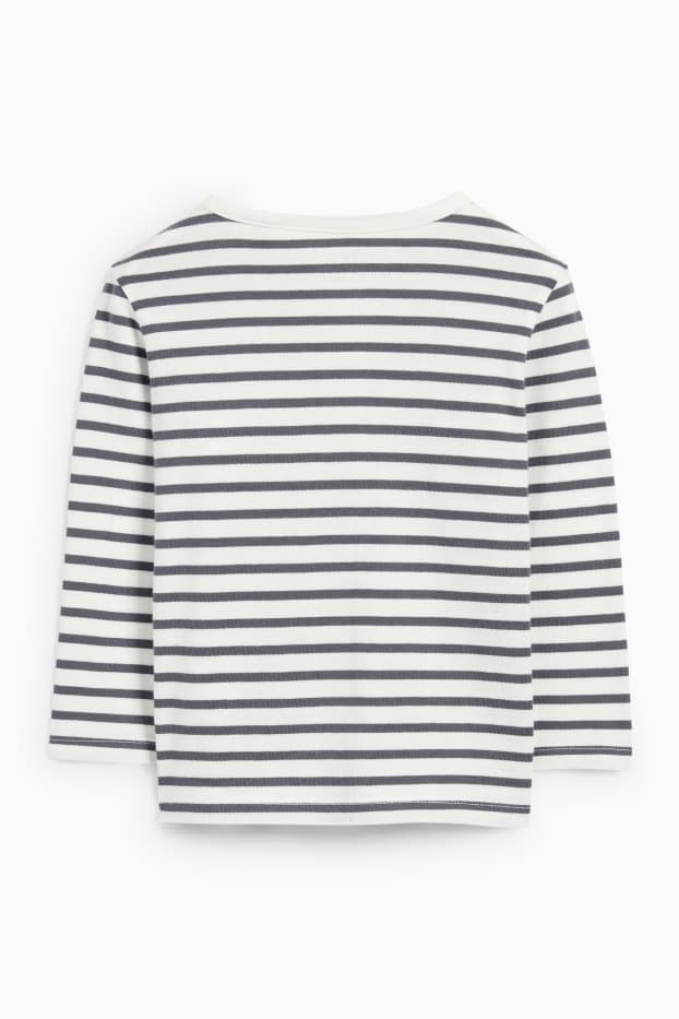 Baby Jungen - Bärchen - Baby-Langarmshirt - gestreift - weiss