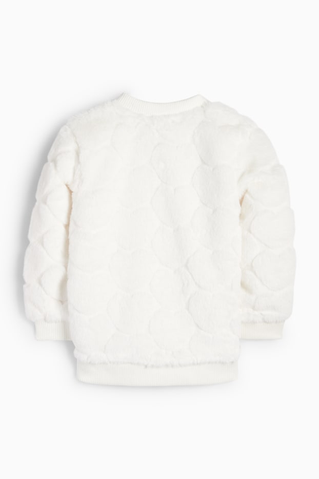 Kinder Mädchen - Herz - Kunstfell-Blouson - weiß