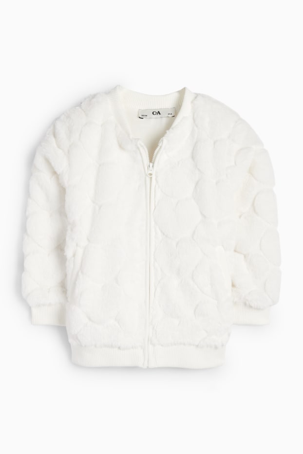 Kinder Mädchen - Herz - Kunstfell-Blouson - weiß