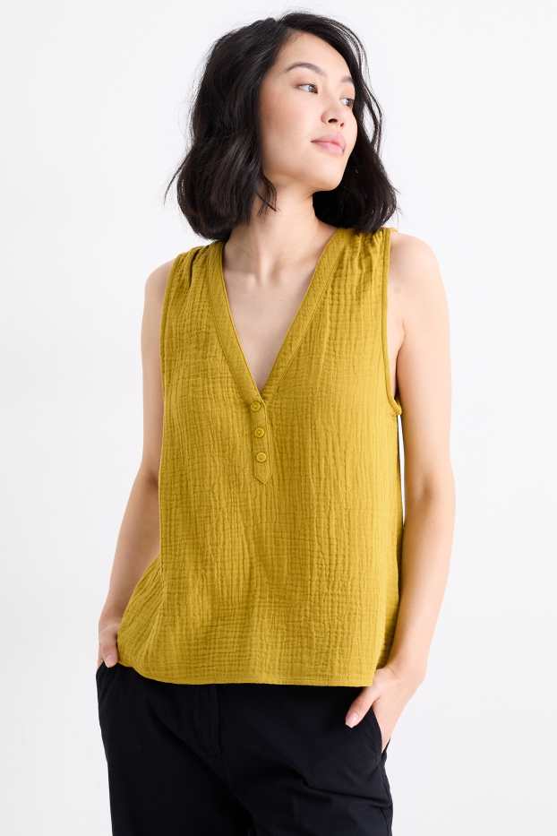 Damen - Blusentop - strukturiert - grün