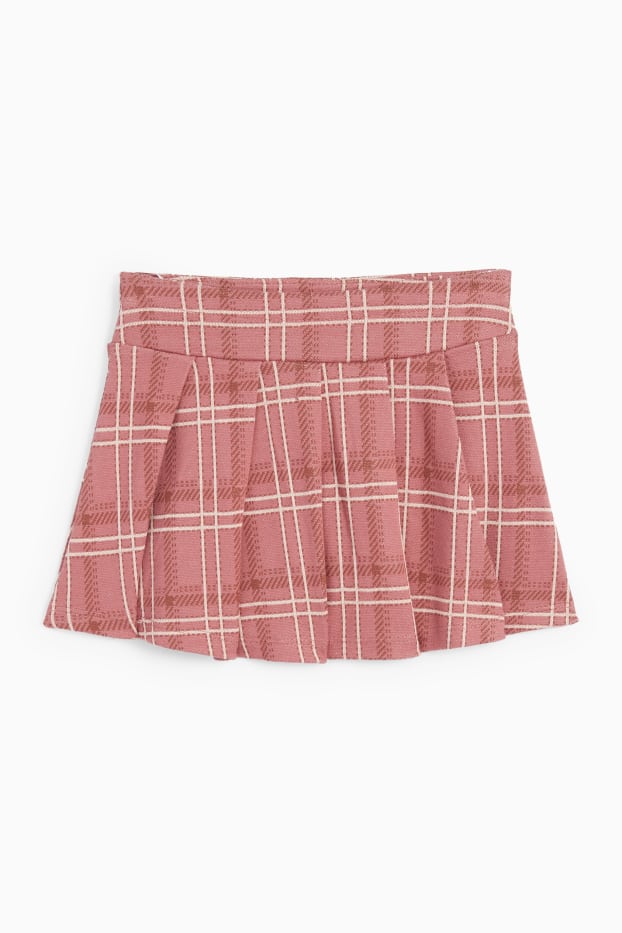 Niñas - Falda - de cuadros - rosa oscuro
