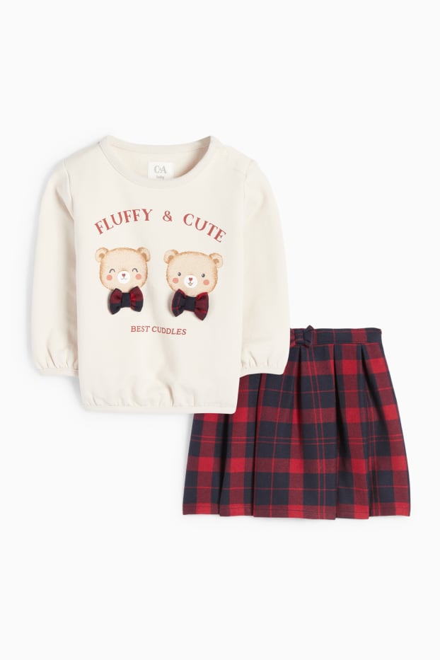 Baby Mädchen - Bärchen - Baby-Outfit - 2 teilig - hellbeige