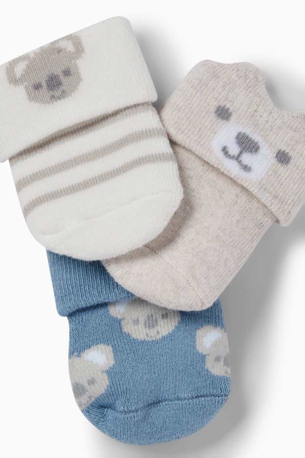 Bébés garçons - Lot de 3 paires - koala - chaussettes nouveau-né à motif - bleu