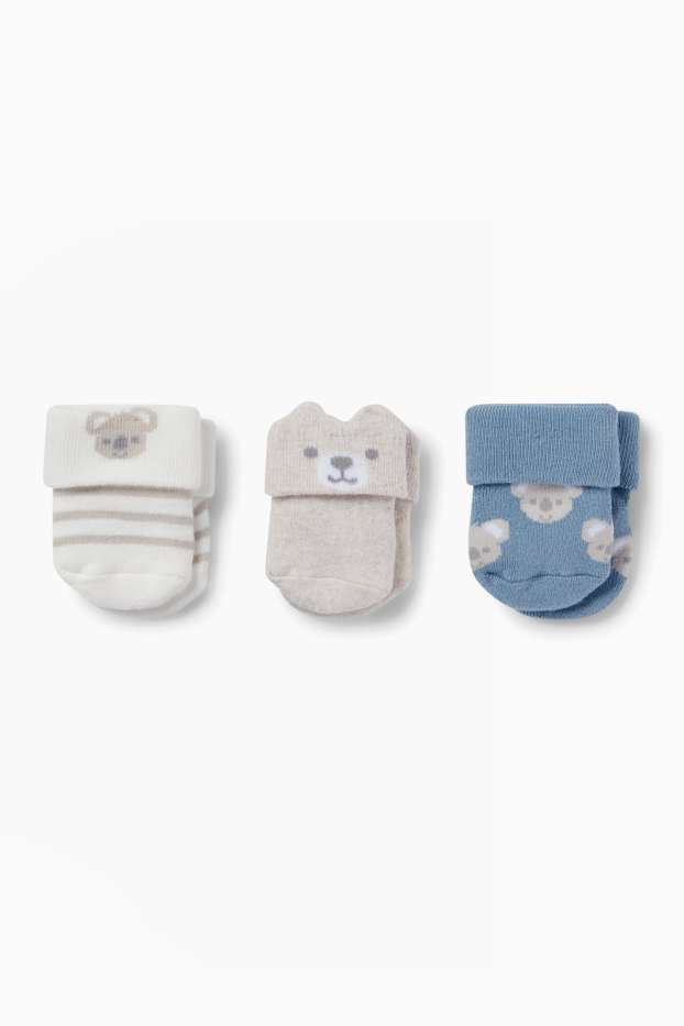 Bébés garçons - Lot de 3 paires - koala - chaussettes nouveau-né à motif - bleu