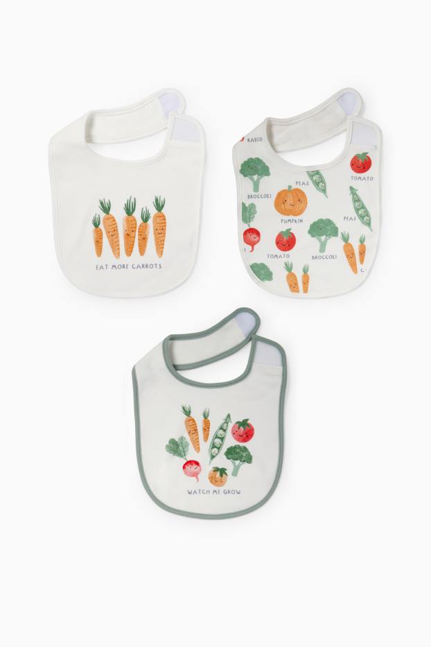 Bébés filles - Lot de 3 - légumes - bavoirs pour bébé - blanc