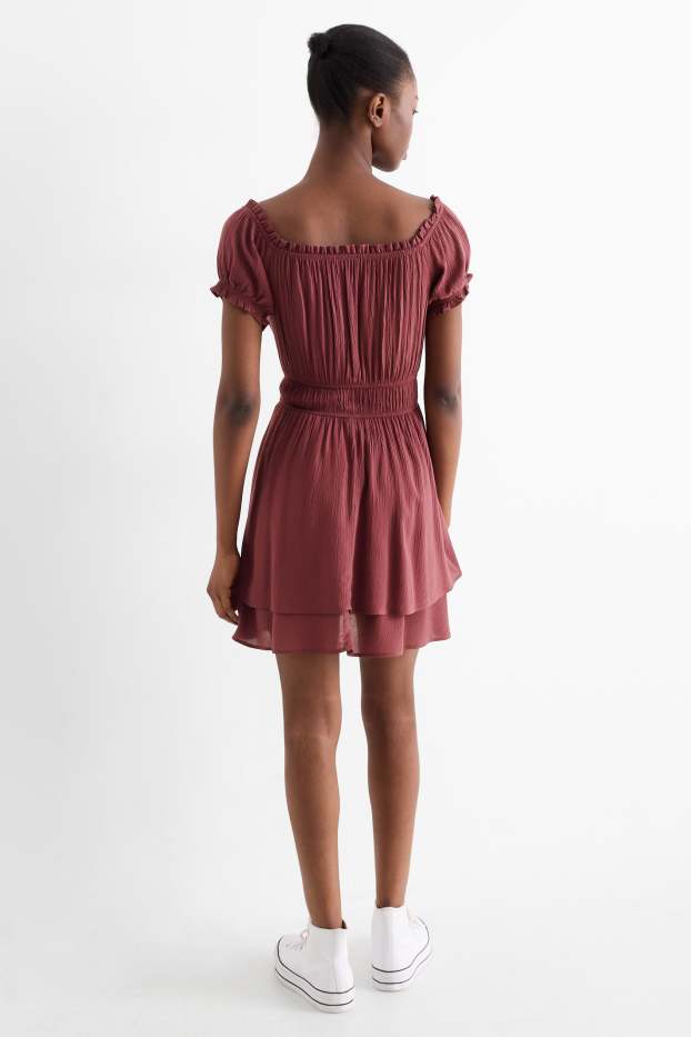 Dames - Fit & flare-jurk - bordeaux