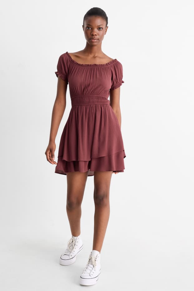 Dames - Fit & flare-jurk - bordeaux