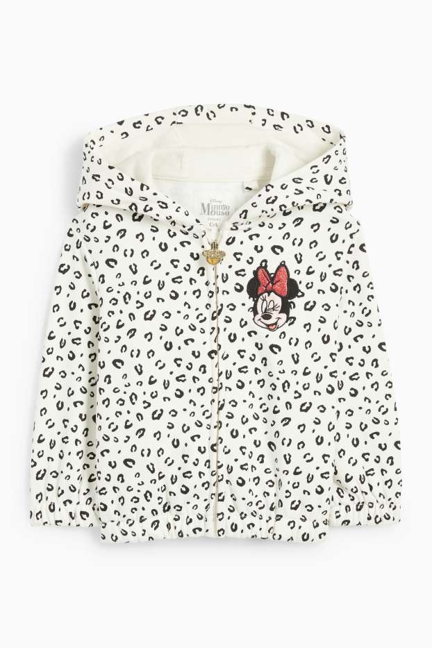 Enfants filles - Minnie Mouse - sweat zippé à capuche - à motif - blanc crème