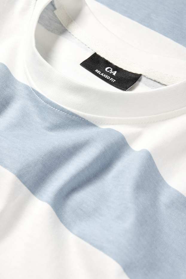 Uomo - T-shirt - relaxed fit - a righe - bianco / blu