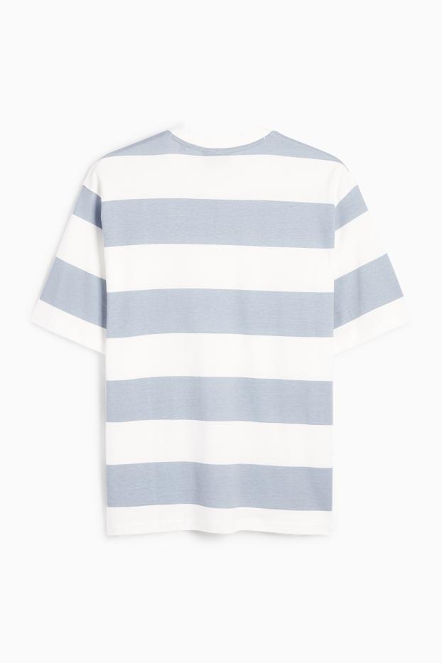 Uomo - T-shirt - relaxed fit - a righe - bianco / blu