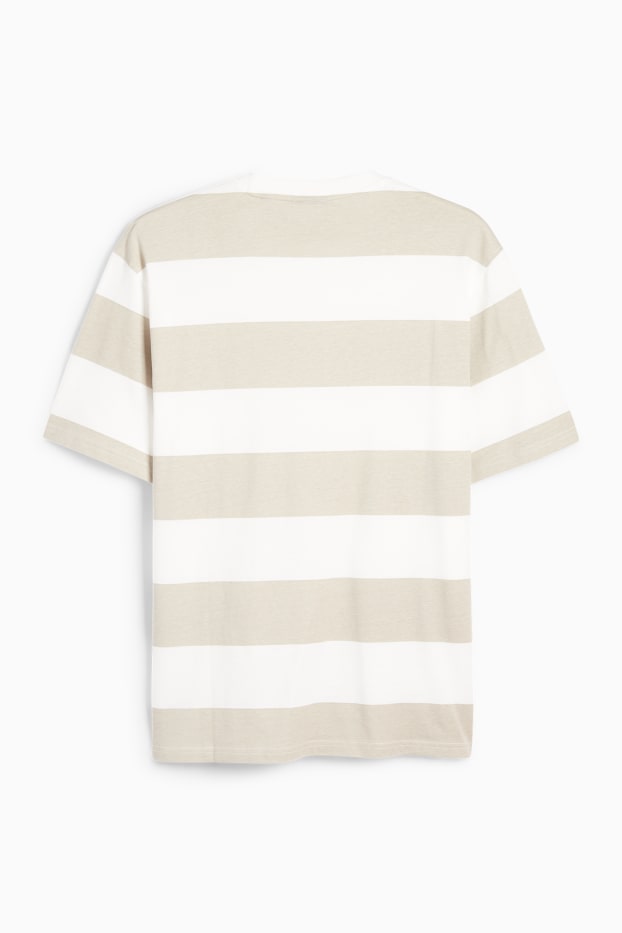 Hombre - Camiseta - relaxed fit - de rayas - blanco / beis