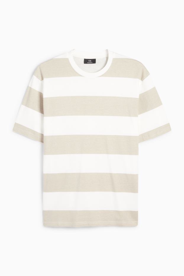 Hombre - Camiseta - relaxed fit - de rayas - blanco / beis
