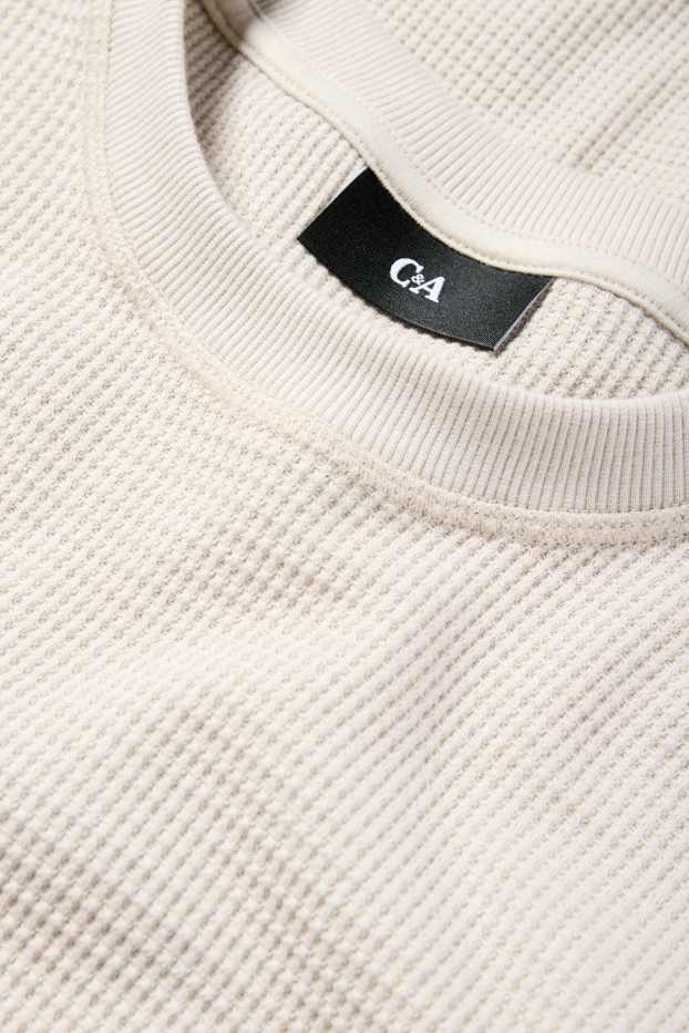 Heren - Longsleeve - met structuur - licht beige