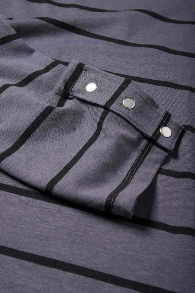 Damen - Langarmshirt - gestreift - dunkelblau