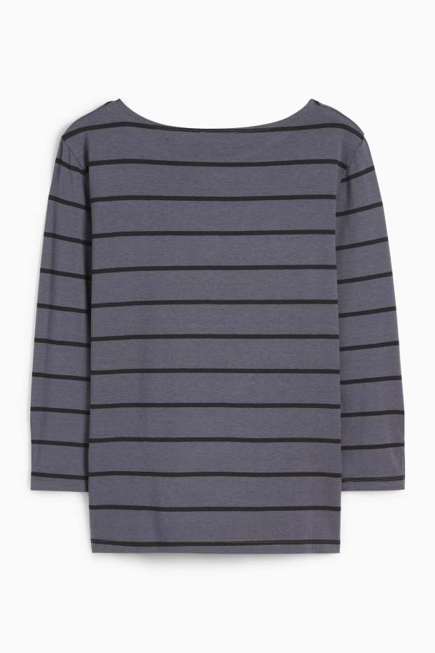 Damen - Langarmshirt - gestreift - dunkelblau