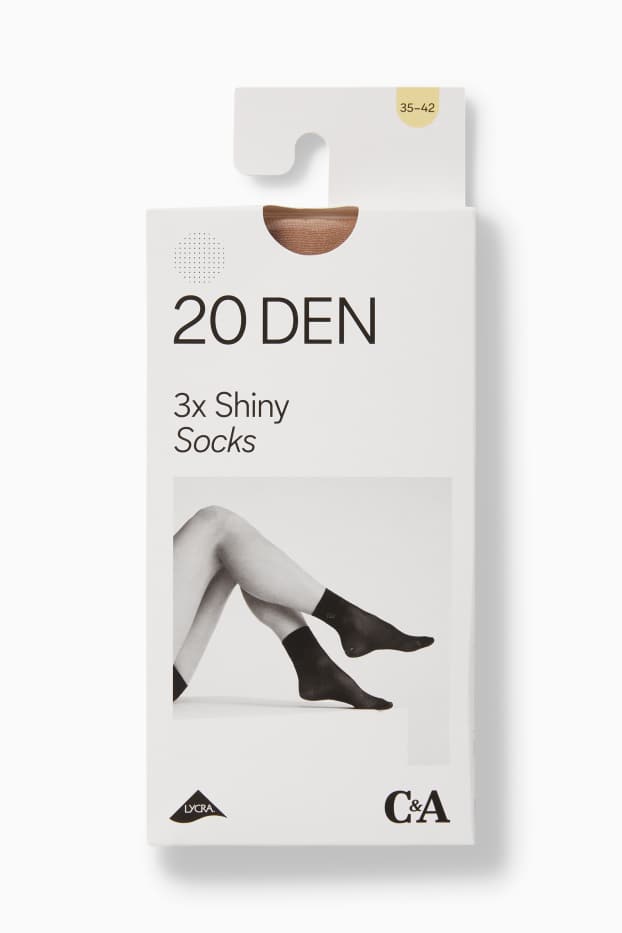 Femmes - Lot de 3 paires - chaussinettes fines - LYCRA® - 20 DEN - Poudré