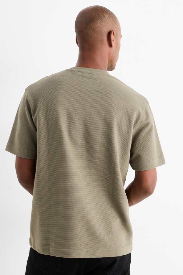 Herren - T-Shirt - Relaxed Fit - gerippt - grün
