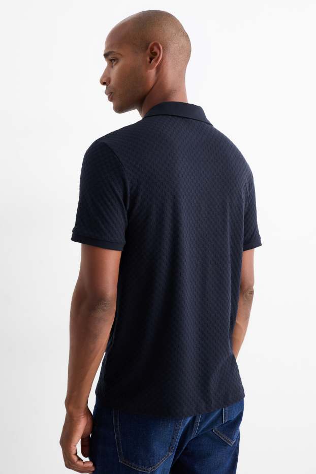 Men - Polo shirt - regular fit - textured - dark blue