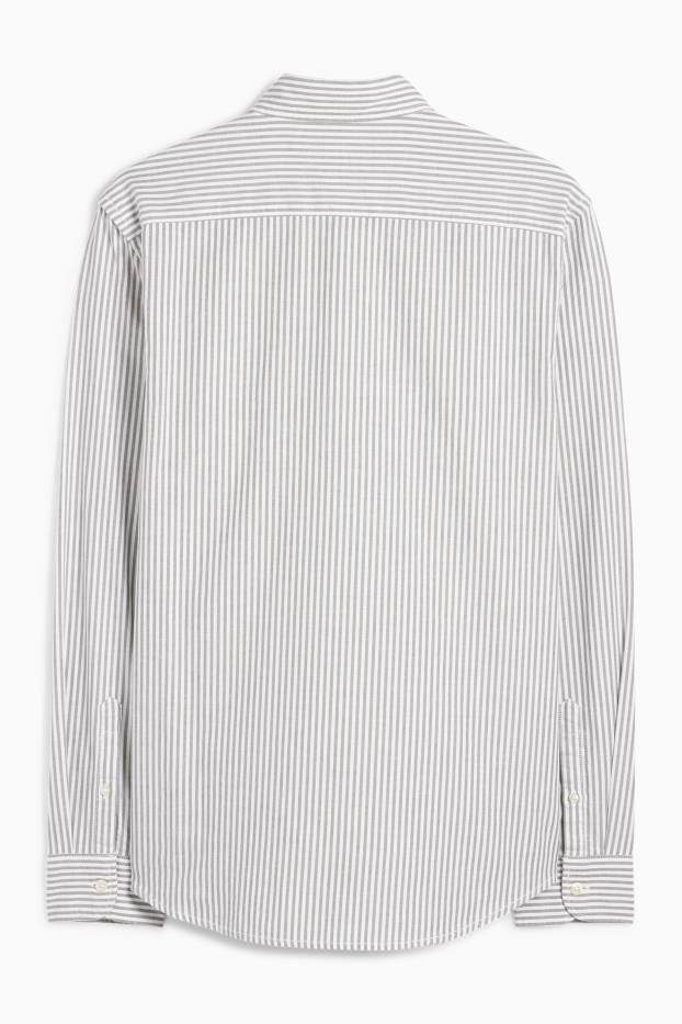 Uomo - Camicia - regular fit - button down - a righe - verde / bianco crema