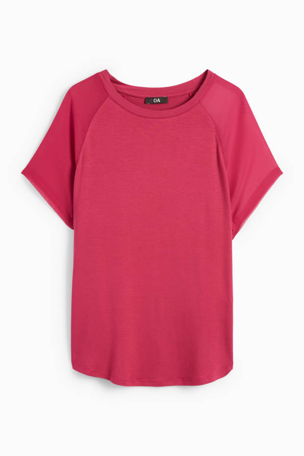 Damen - T-Shirt - Regular Fit - dunkelrosa