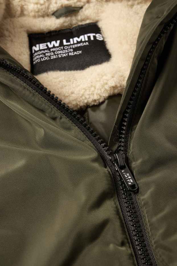 Kinder Buben - Bomberjacke mit Kapuze - grün