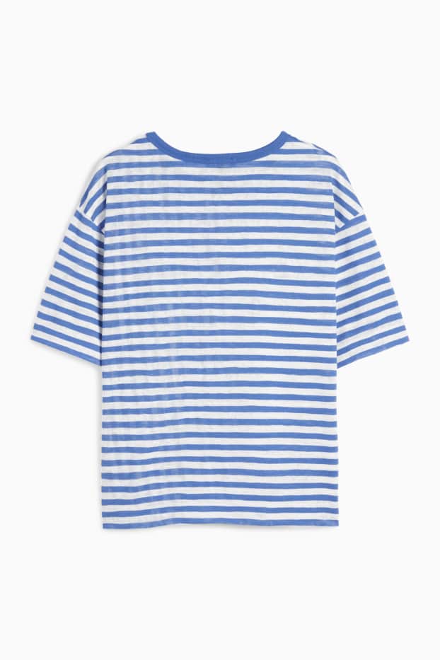 Damen - T-Shirt - Regular Fit - gestreift - blau / weiß