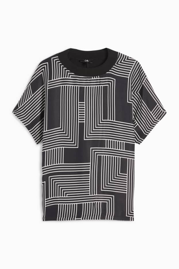 Femmes - T-shirt - relaxed fit - à motif - noir
