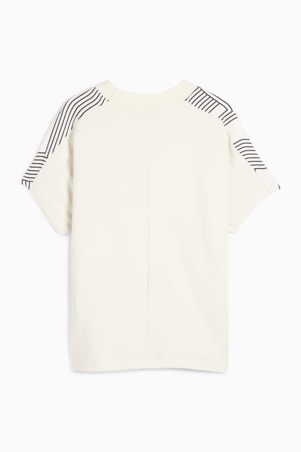 Damen - T-Shirt - Relaxed Fit - gemustert - cremeweiß