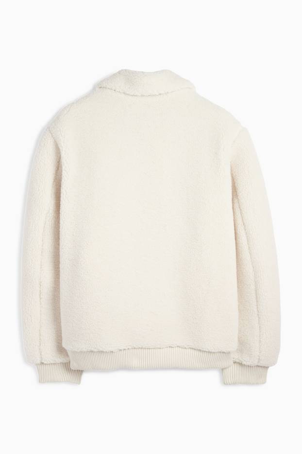Uomo - Giacca effetto peluche - bianco