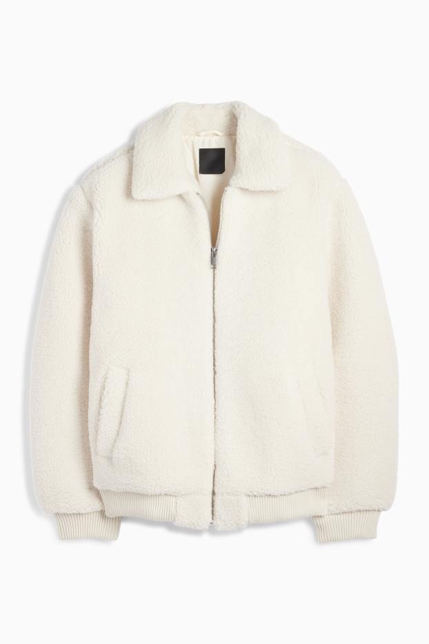 Uomo - Giacca effetto peluche - bianco
