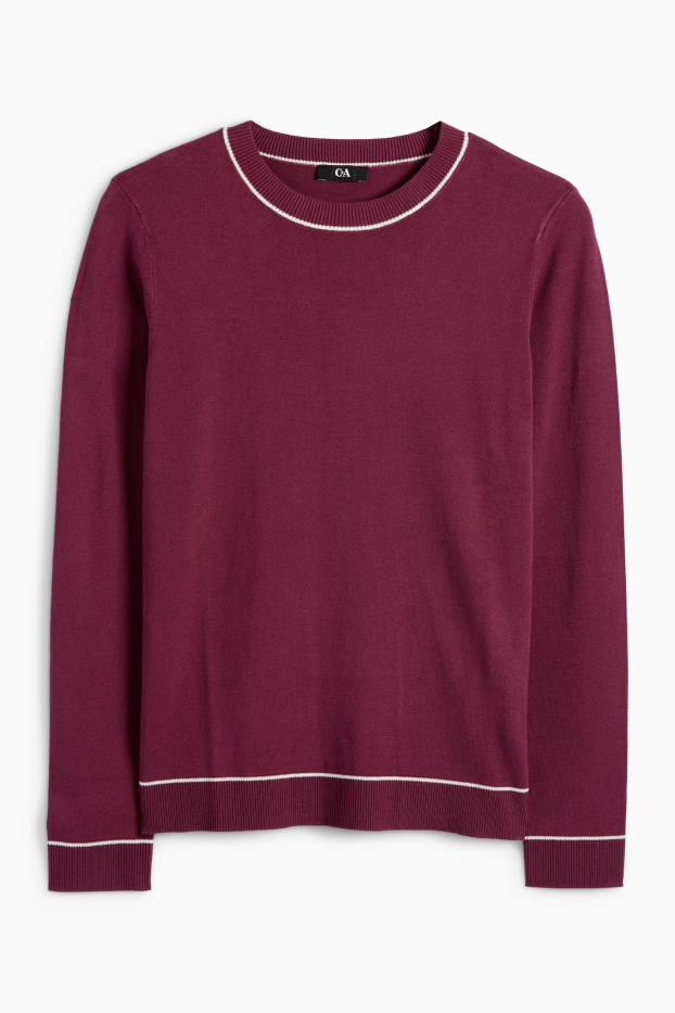 Damen - Feinstrick-Pullover - bordeaux