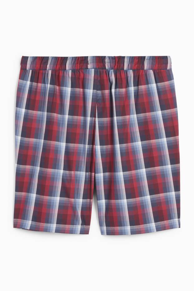 Herren - Pyjamashorts - kariert - rot / dunkelblau
