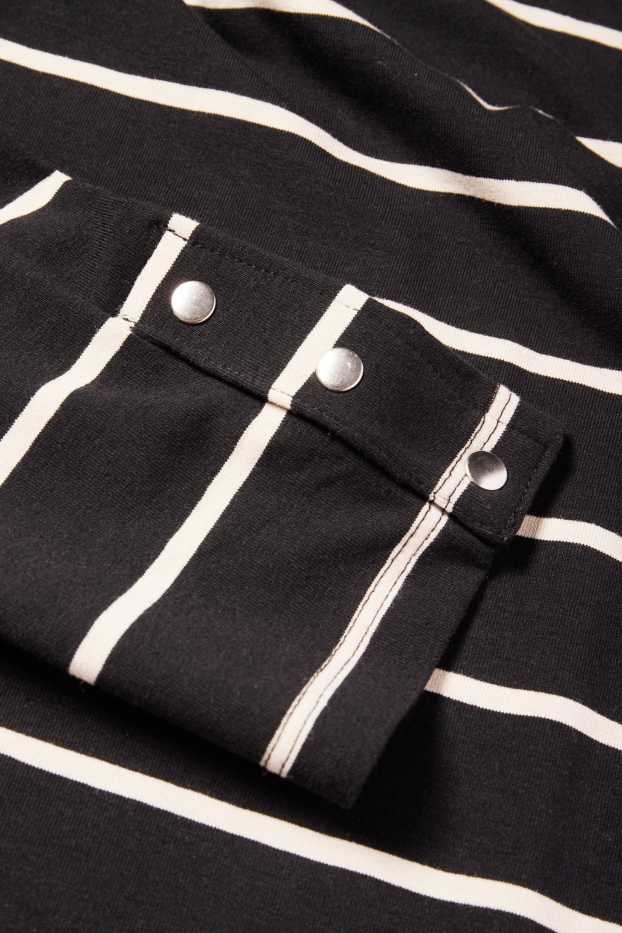 Mujer - Camiseta de manga larga - de rayas - negro / blanco