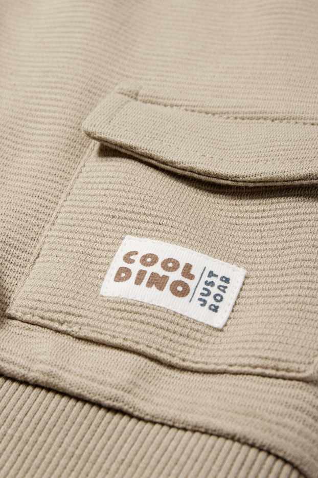 Baby: jongens - Babyoutfit - geribd - 2-delig - beige