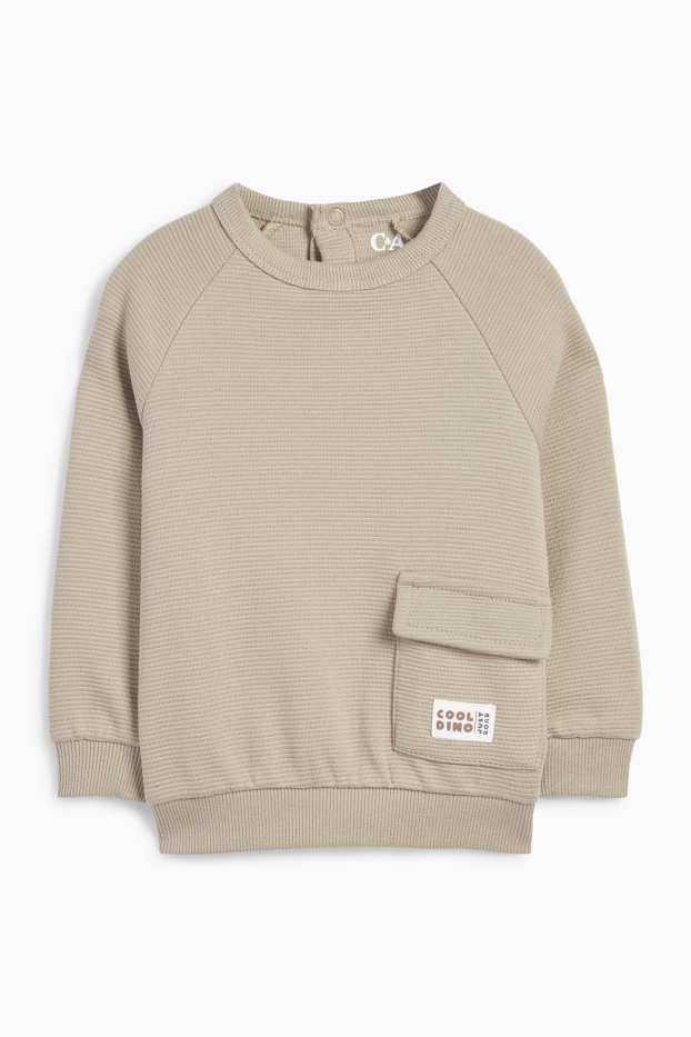 Baby: jongens - Babyoutfit - geribd - 2-delig - beige