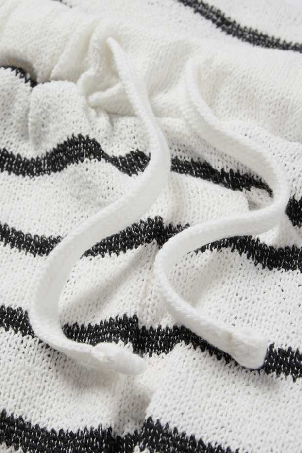 Donna - Shorts in maglia - vita media - a righe - bianco / nero