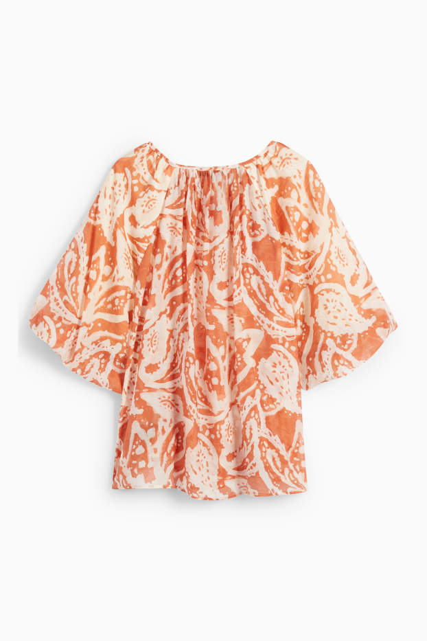 Damen - Bluse mit V-Ausschnitt - gemustert - dunkelorange