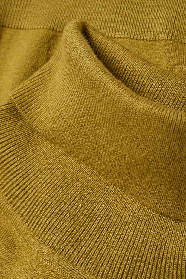 Damen - Rollkragenpullover – kurzarm - grün