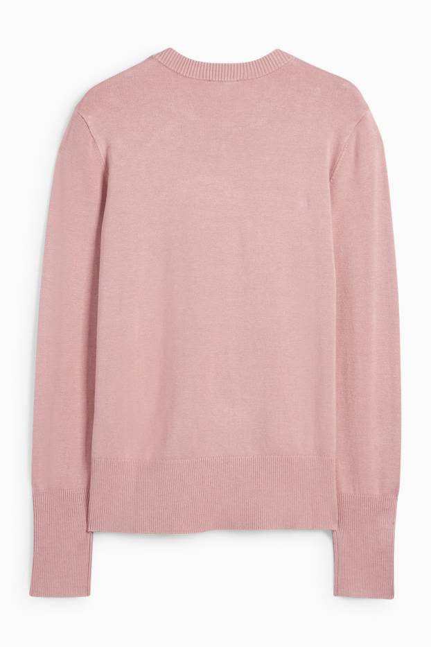Donna - Maglione in filato lavorato a maglia fine - rosa scuro