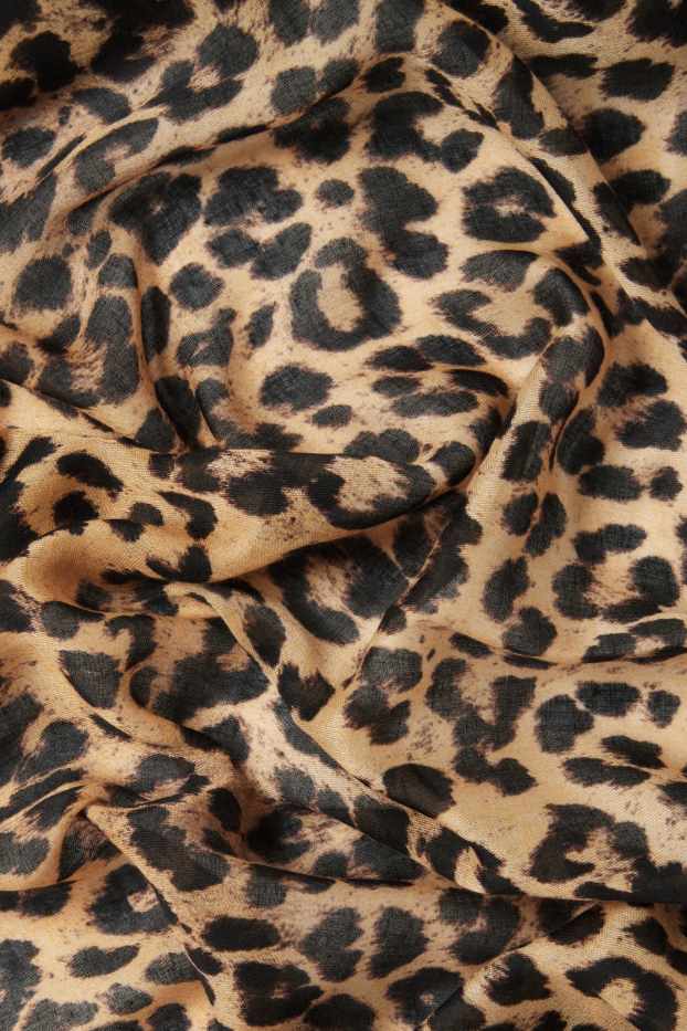Women - Scarf - leopard print - black / beige