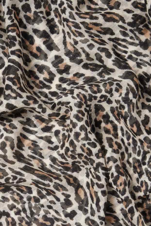 Damen - Tuch - Leo-Print - schwarz / beige