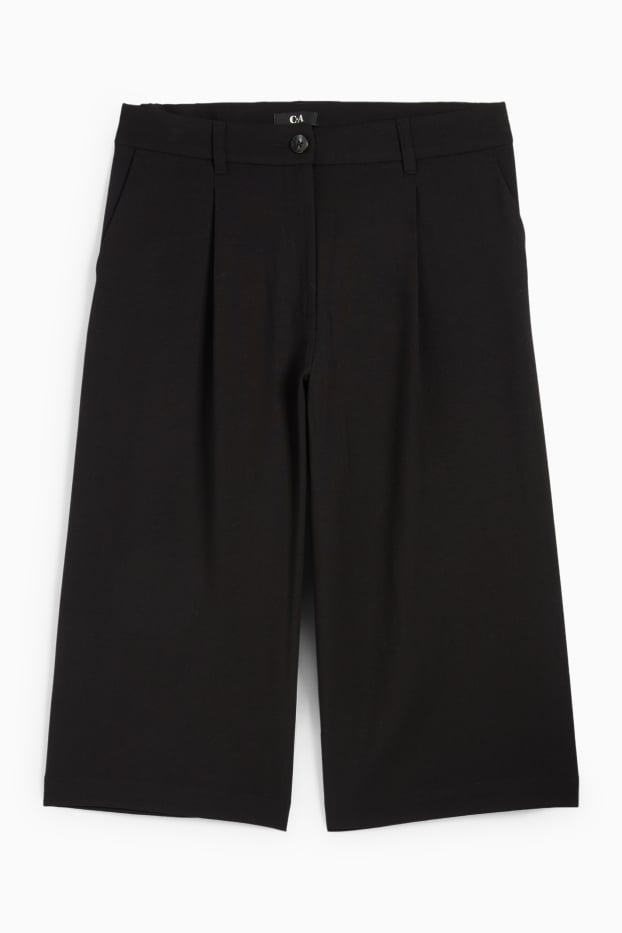 Women - Culottes - mid-rise waist - relaxed fit - black