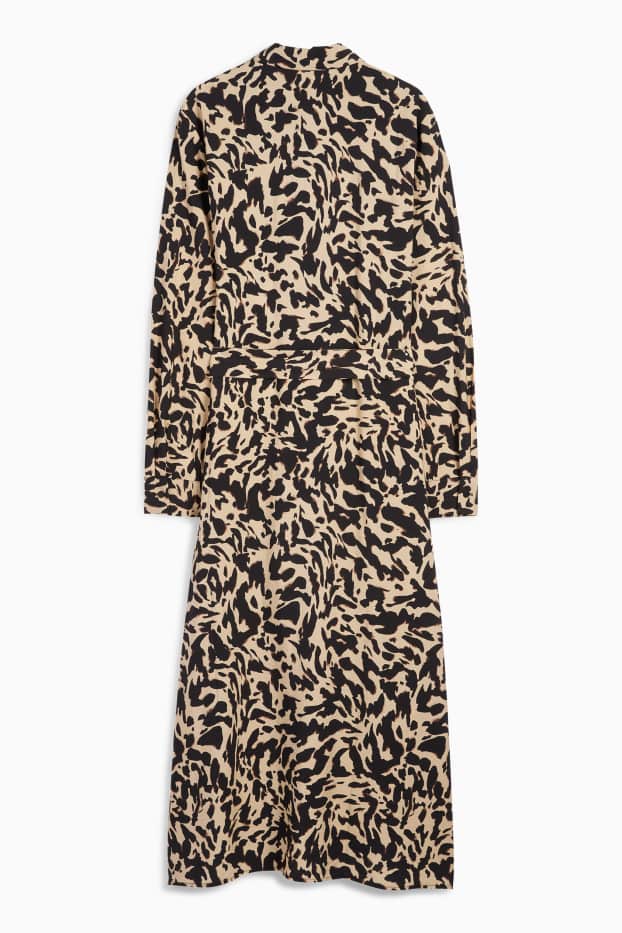 Dames - Blousejurk - met patroon - zwart / beige